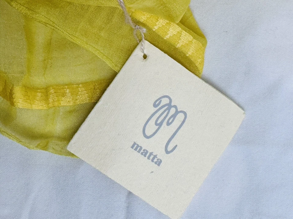 Matta Scarf Shawl Sunshine Yellow  Cotton Silk Gossamer Huge 40” x 74” NWT - Imagem 2 de 4