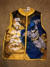 YELLOW BATMAN YOUTH 5T QUILTED FLEECE PUFFER VEST