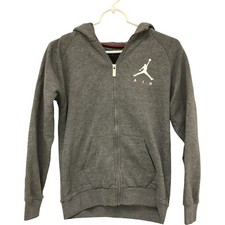 Air Jordan Jumpman Full Zip Hoodie Kids L 12-13 yrs Gray Logo Long Sleeve