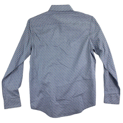 Tasso Elba Mens Stretch Medallion-Print Dobby Button Down Shirt Blue S - Picture 4 of 4