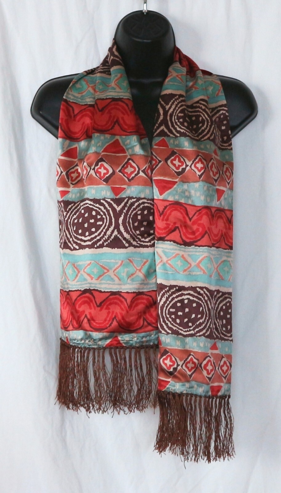 UNBRANDED Brown/Multi Print Rectangular Silk Scar… - image 1