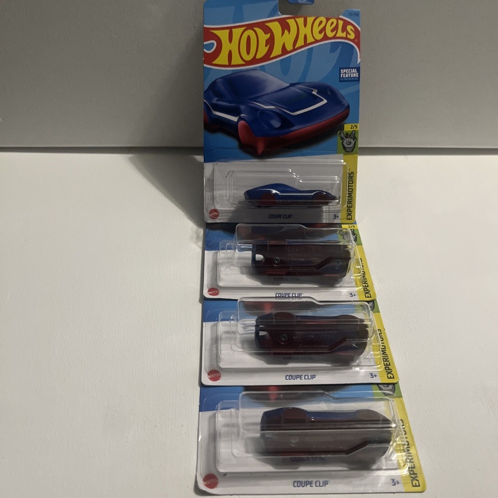 Hotwheels Lot Of 4 Coupe Clip Blue And Red