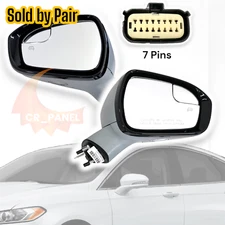 7 pins For 2015 2016 Ford Fusion Door Mirrors Primed Left Right Pair