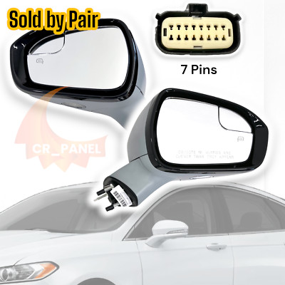7 pins For 2015 2016 Ford Fusion Door Mirrors Primed Left Right Pair