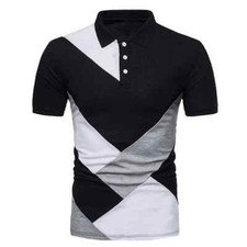 Fashion Men Slim Fit Polo Shirts Short Sleeve Casual Plain T-shirt Tees Tops