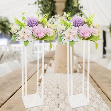 2pcs Tall Elegant Decorative Vase Column Acrylic Flower Stand Display Wedding