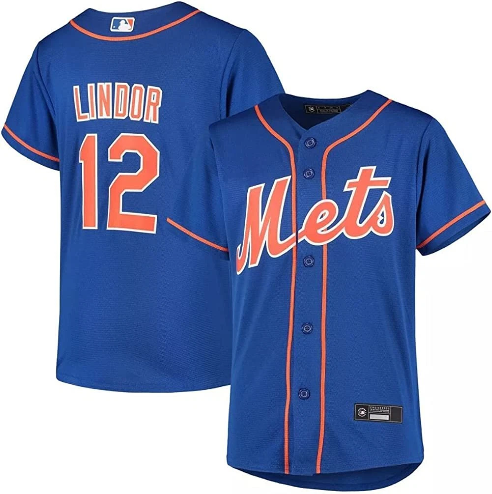 MLB New York Mets (Francisco Lindor) Men's Replica Baseball Jersey.