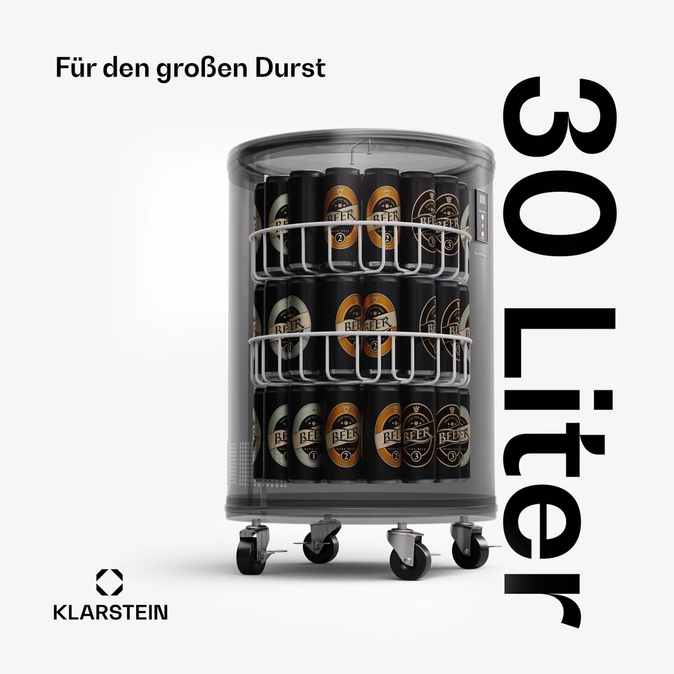 Enfriador de bebidas eléctrico refrigerador de botellas minibar 30 L camping móvil negro - Imagen 3 de 4