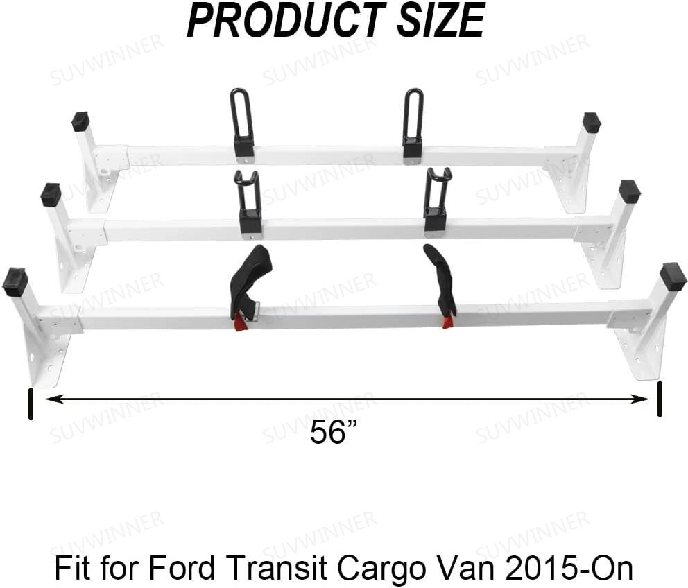 54 Ladder Rack Fit for Ford Transit 150 250 350 Cargo Van Roof Rack 2 Crossbars 2015-On