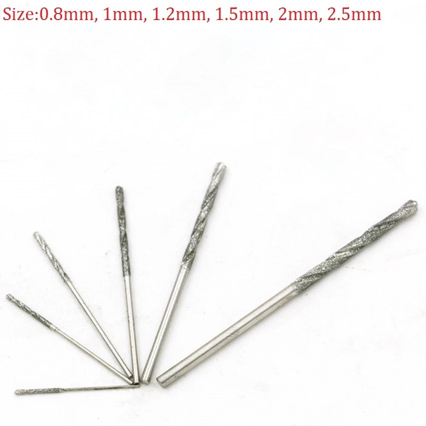 Diamond Tipped Twist Drill Bit Set For Glass Stone Porcelain Tile 0.8mm - 2.5mm