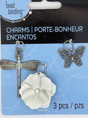 Lot Of 3 Metal Charms For Jewelry Design Beading Bead Landing  Approx 15-35mm