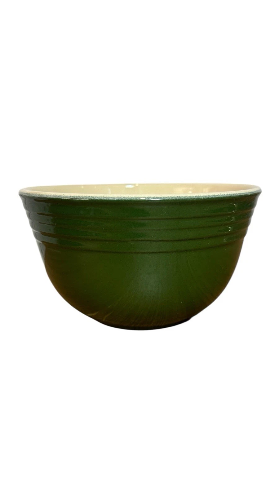 Vintage Dark Green Ribbed Le Creuset Mixing Bowl 20cm Stoneware