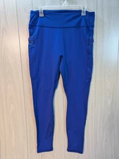 Fabletics Athletic High Waist Legging Blue Mesh Motion 365 Phone Pockets XXL