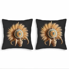 Set of 2 Decorative Throw Pillow Covers 18x18in - Elegant Ornate Design
