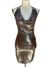 Windsor - Disco Nights Halter Metallic Mini Dress Women's Small.
