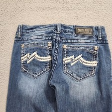 Miss Me Jeans Womens 28 Blue Denim Straight Leg Embellish Pocket JD1038T2