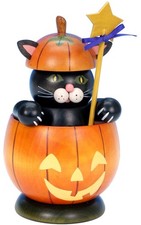 New in Box - Ulbricht Halloween Cat in Pumpkin - German Smoker/Incense Burner