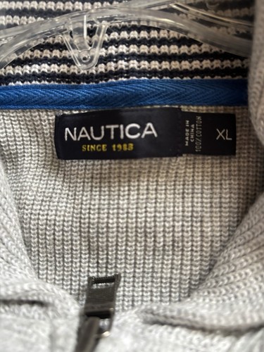 NWT NAUTICA ~Size XL~ Men's Sweater Jacket Full Zip Sand 100% Cotton Ribbed - Picture 5 of 6