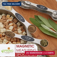 8Pcs Magnetic Stainless Steel Measuring Spoons Set with Leveler Kitchen Baking