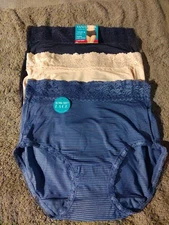 Lot Of 3 Vanity Fair Women's Flattering Lace Brief Panties Nylon- Sz 6 #13136