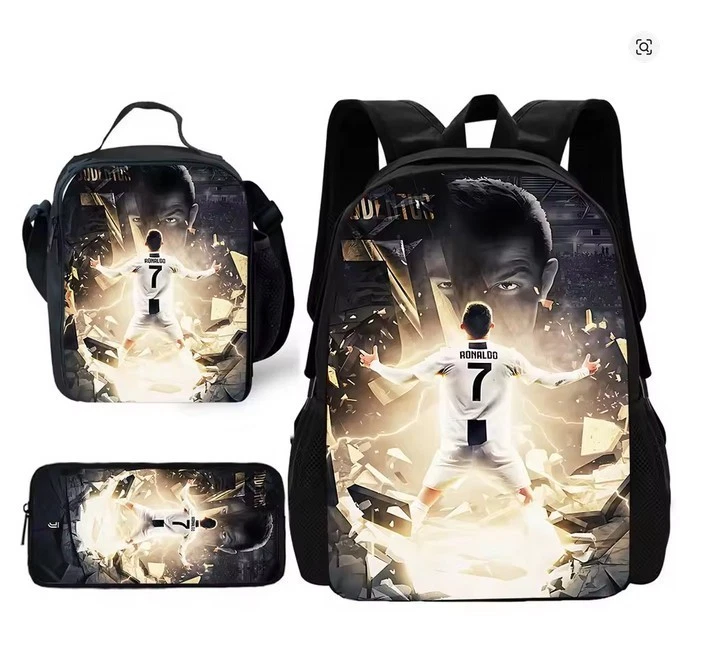Football Star Backpack Set, School Backpack, Lunch Bag, Pencil Case