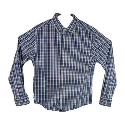 Untuckit Wester Check Shirt Blue Pink Mens Medium Slim Fit Long Sleeve