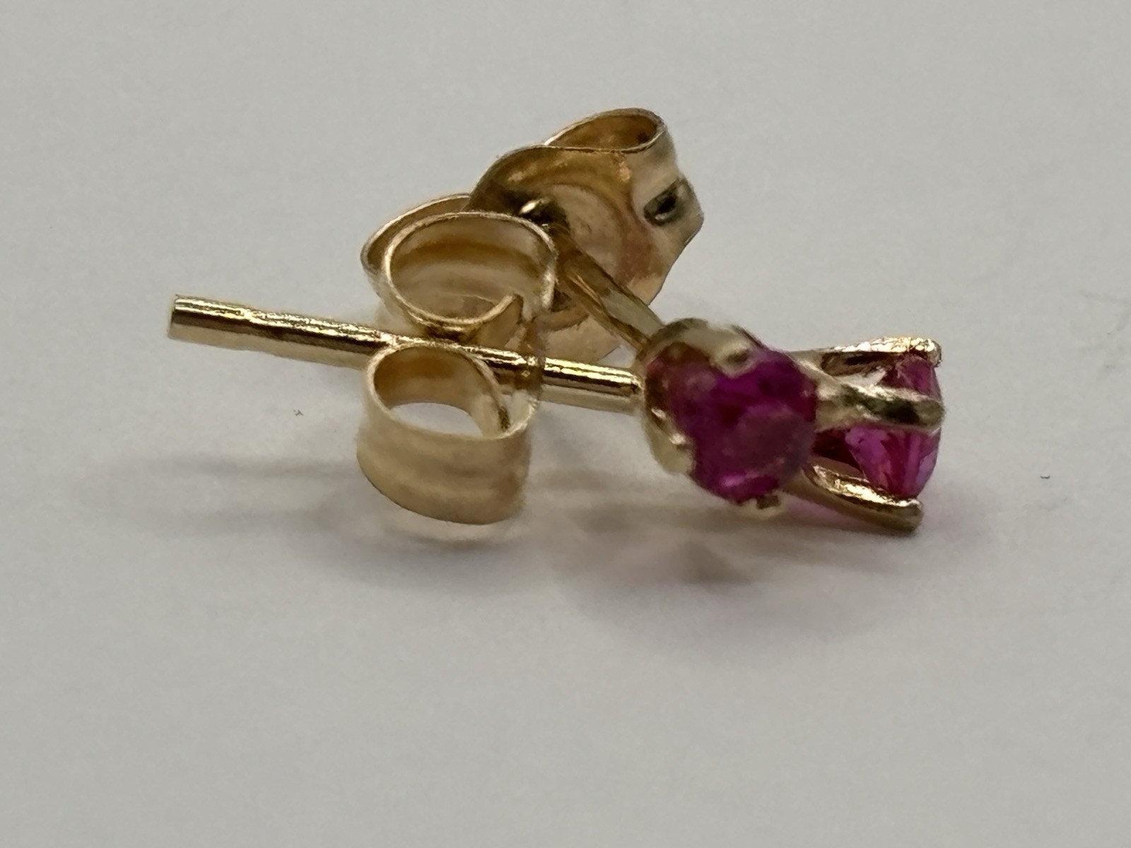 14k Gold Lab Created Ruby Post Pierced Earrings E… - image 2