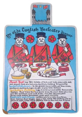 English Beefeater Wood Plaque Vintage 13.5 x 9  Vtg 1970s