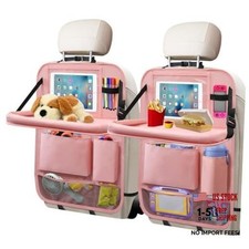 Car Backseat Organizer with Tray, Seat Back Table Holder with 6 2Pack Pink