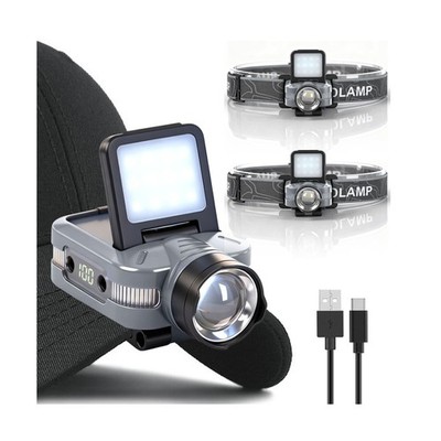 Foleto 2-Pack Rechargeable Hat Clip Lights, 900 Lumens Zoomable & D... Fast Ship