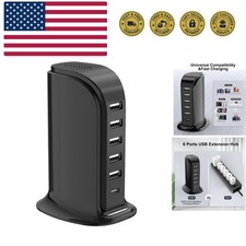 USB Charger Block with Type C, 6-Port Chargers for Multiple Devices, USB Char...