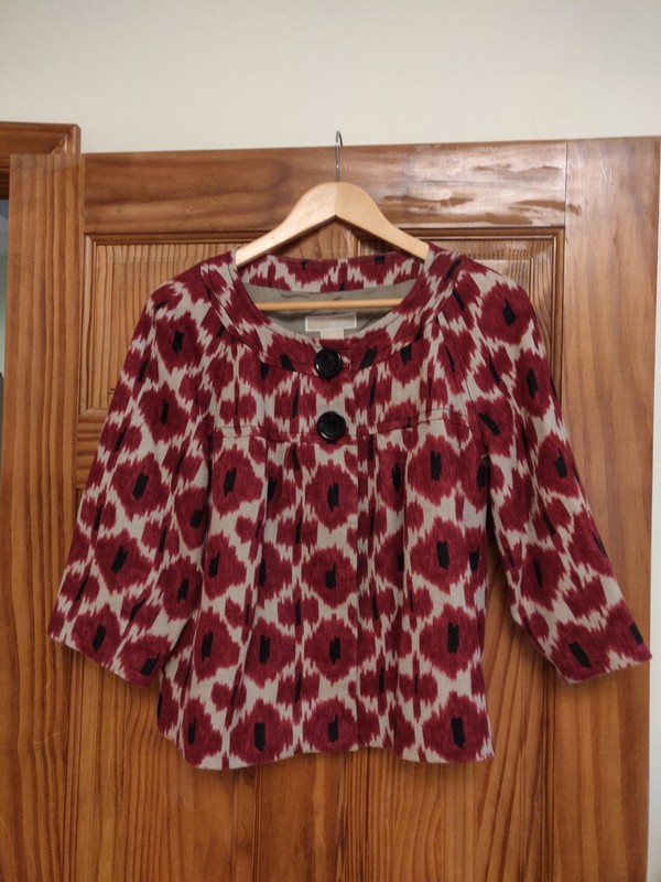 MICHAEL KORS Women's Multi 100% Linen 3/4 Sleeve Lined Blazer, size L