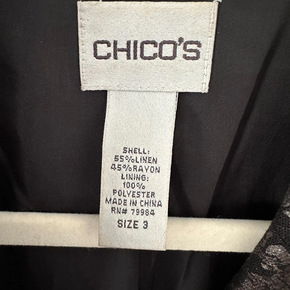 Blazer para mujer Chico talla (3/XL) mezcla de lino cobre y negro brillante chaqueta larga Foto 3 de 4