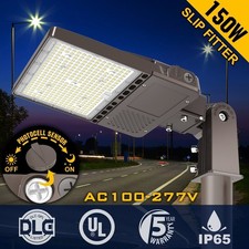 150 Watt LED Shoebox Pole Light With Dusk To Dawn Commercial Parking Lot Lamp