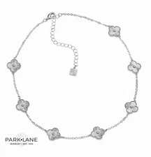 NEW Park Lane Jewelry Scotch Necklace Silver Finish Quatrefoil Clover Gift Box