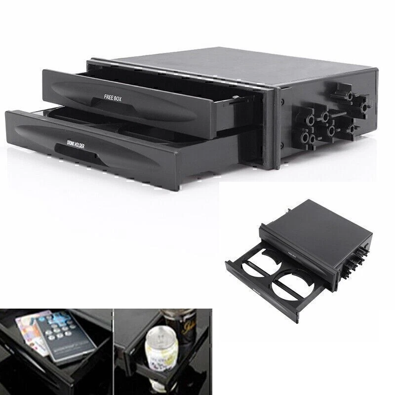 Universal Car Drink-Cup Holder Storage Box Double Din Radio Pocket ABS New - Imagem 4 de 4