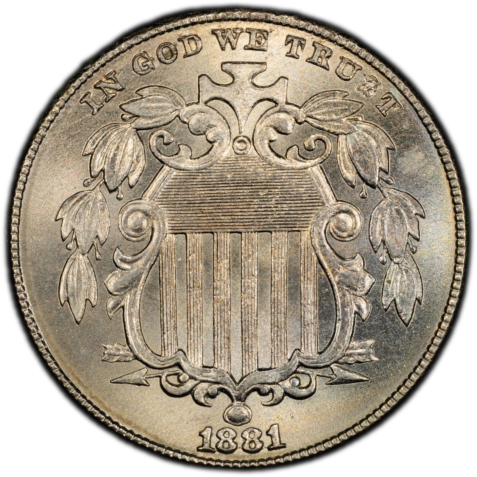 1881 5C Shield Nickel PCGS MS66