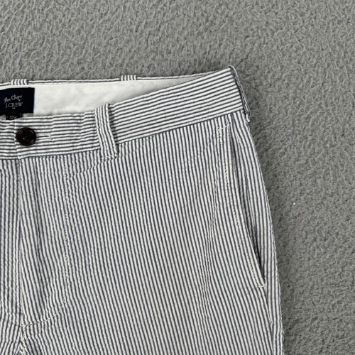 J Crew Seer Sucker Shorts Men 32 8" Inseam Grey White Striped Flex Chino Preppy - Picture 9 of 16