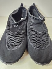 Men's Water Shoes Black Rubber Grip Aqua Sock On Sports Beach Surf L 11/12 New