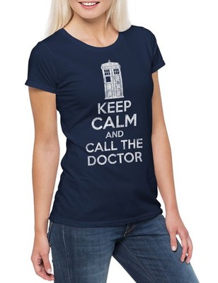 Keep Calm And Call The Doctor Damen T-Shirt Doktor Kult Who Phone Booth Graham