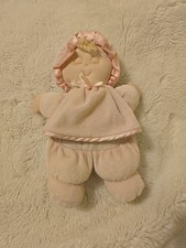 VGN Eden Baby Doll Plush 11" Pastel Pink Satin Velour Toy Sleep Eyes Terrycloth