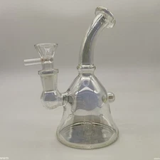 15cm Reflective Silver Glass Hookah, Water Pipe Bong for Smoking w/ 14mm Bowl