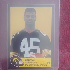 Iowa Hawk Shop 1989 Iowa Hawkeyes Team Issue Merton Hanks #45 Rookie Card. rookie card picture