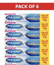 Poligrip Flavour Free Denture Fixative Cream Value Pack Of 6 x 70g