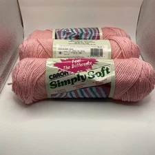 VTG Caron yarn SIMPLY SOFT #2645 LT English Rose Lot of Three 3.0 oz Skeins New
