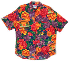 Vintage Jams World Hawaiian Shirt Men L Floral CA Beaches Surf Line Prod Dev