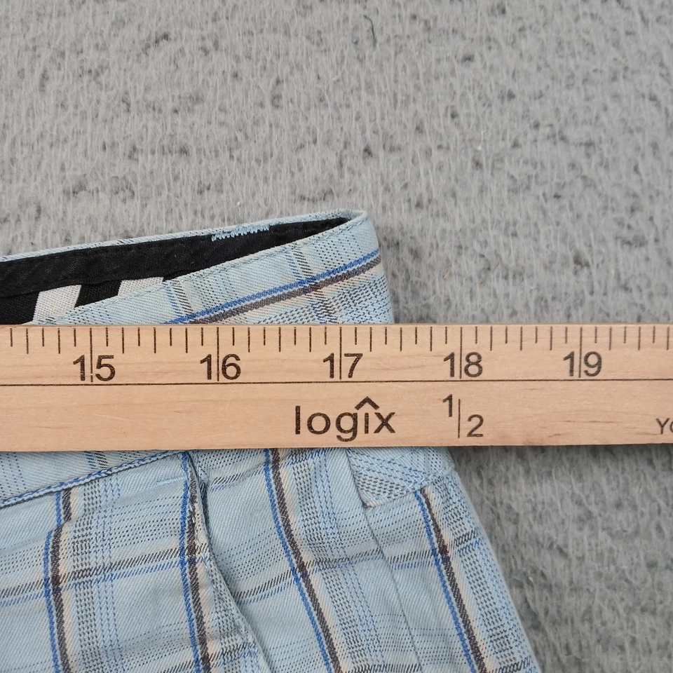 Volcom Stone Shorts Mens 36 Blue Plaid Flat Front Chino Skate Surf - Image 3 of 4