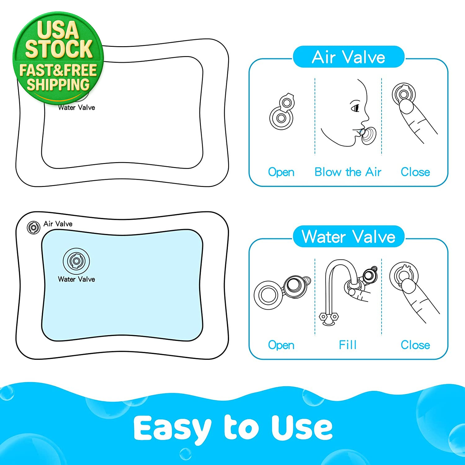 Inflatable Tummy Time Water Play Mat for Babies 3-12 Months Development Toy