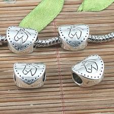 6pcs 12mm tibetan silver 2sided pattern heart shaped Loose beads EF0964