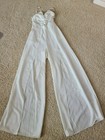 NWT LUXXEL Women's White Flowy Sleeveless V-Neck Open-Leg Jumpsuit -- SIZE SMALL — photo 3